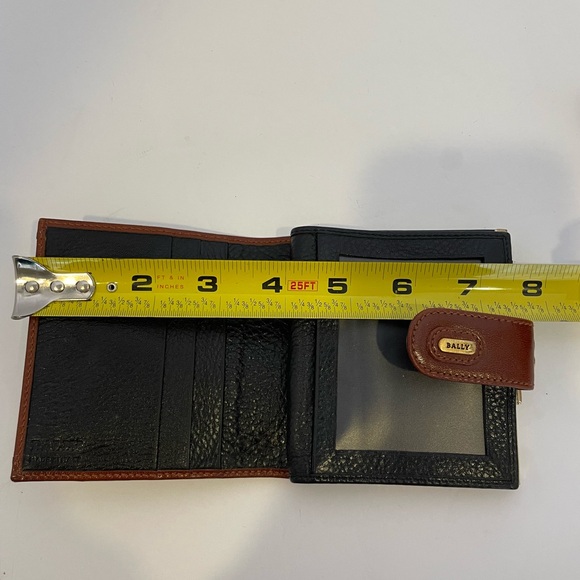 BALLY Black & Brown Leather Bifold Wallet with Coin Compartment - Picture 11 of 12